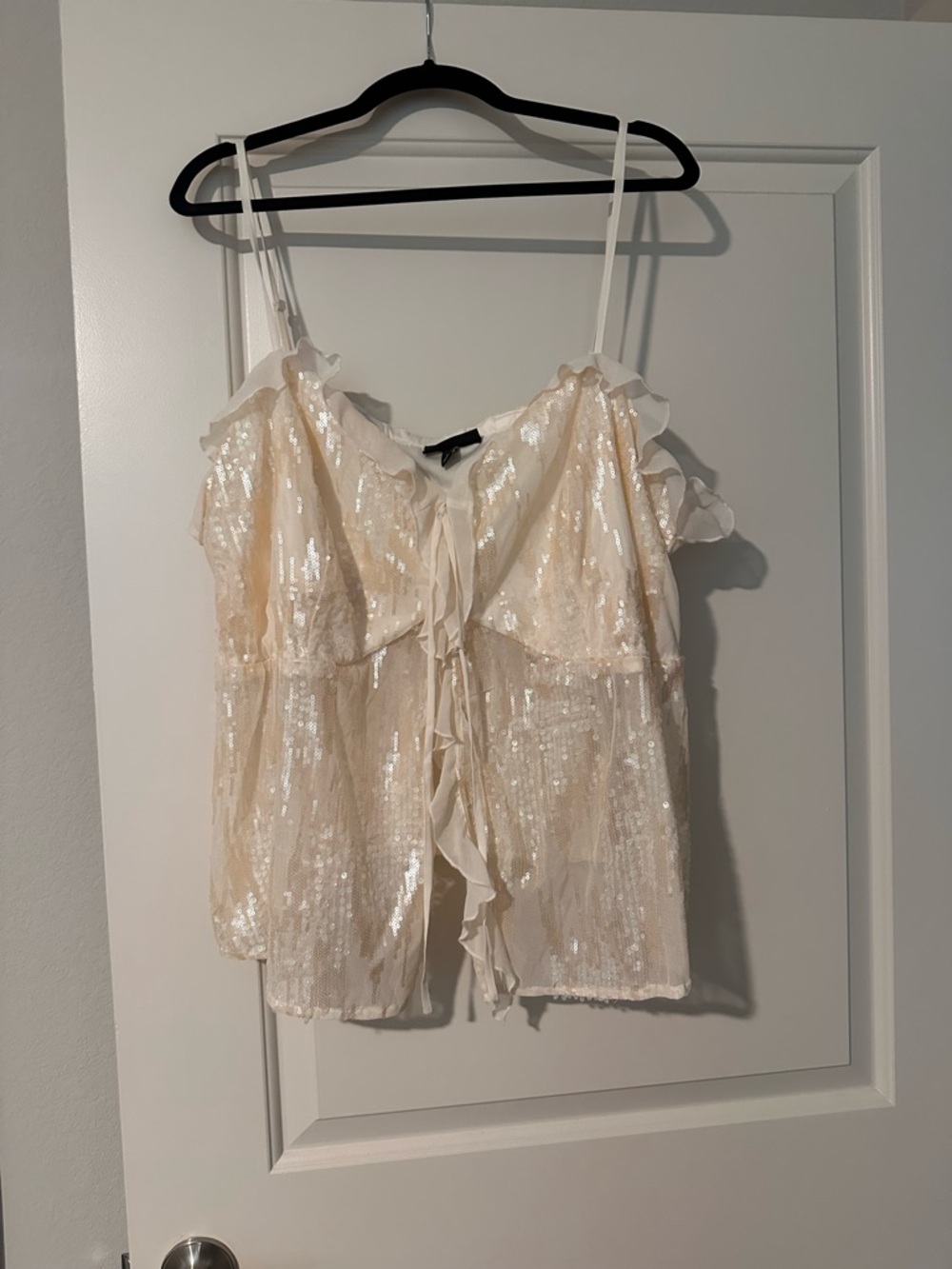 torrid Cream Sequin Ruffle Camisole